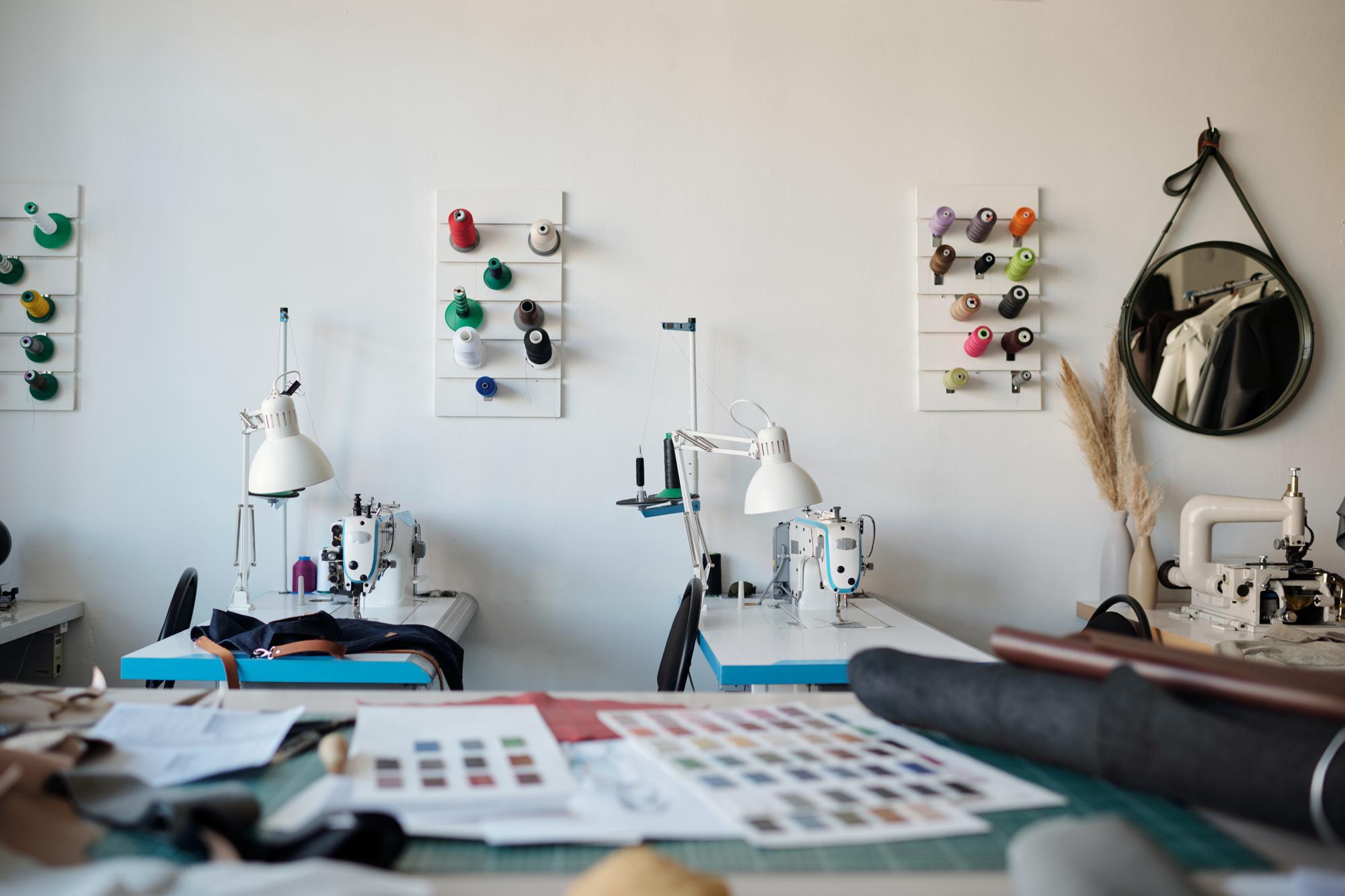 studio interior with embroidery machines